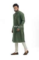 Hunter Green Handloom Silk Men Panjabi (NS105)